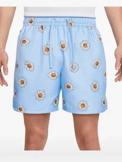 Nike Floral-print Shorts In Blue