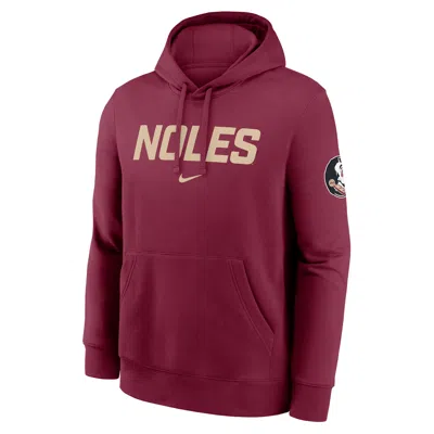 Nike Florida State Club 2-hit Nickname  Men's College Pullover Hoodie In Burgundy