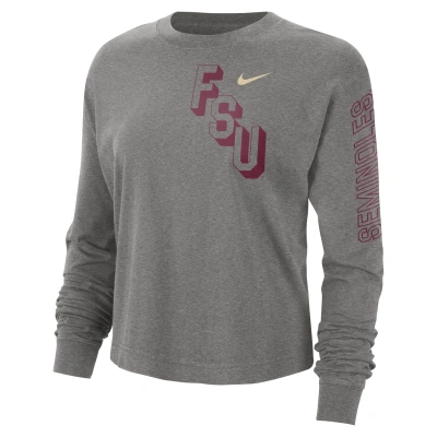 Nike Florida State Heritage  Women's College Boxy Crew-neck T-shirt In Grey