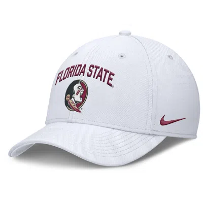 Nike Florida State On-field Rise Swoosh  Men's Dri-fit College Hat In White