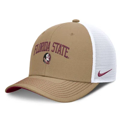 Nike Florida State Primetime Arched  Unisex Dri-fit College Trucker Adjustable Hat In Brown