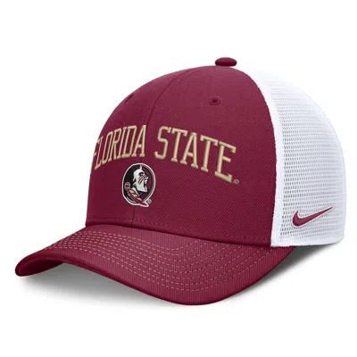Nike Florida State Primetime Arched  Unisex Dri-fit College Trucker Adjustable Hat In Red