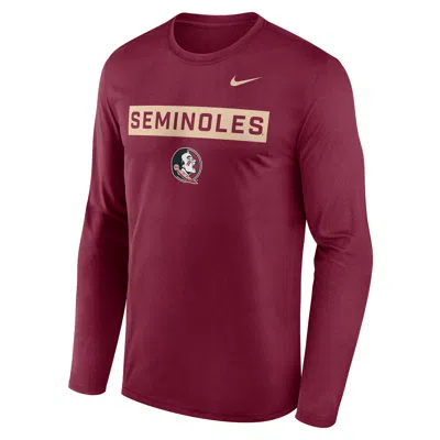 Nike Florida State Primetime Legend 2-hit  Men's Dri-fit College Long-sleeve T-shirt In Burgundy