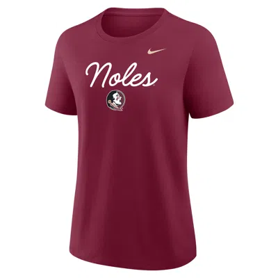 Nike Florida State Script Mantra Logo  Women's College T-shirt In Red