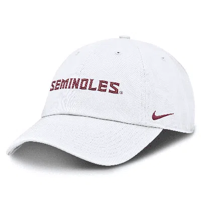 Nike Florida State Seminoles Core Club Mascot Wordmark  Men's College Adjustable Hat In White
