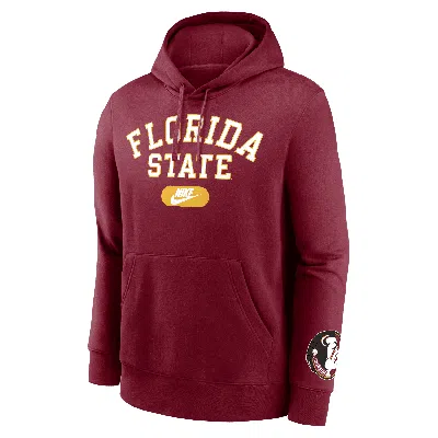 Nike Florida State Seminoles Legacy Club Foundational  Men's College Pullover Hoodie In Red