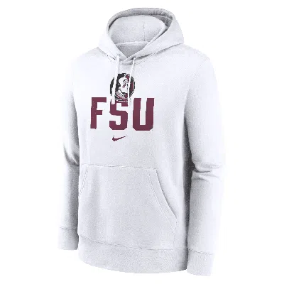 Nike Florida State Seminoles Primetime Club Campus  Men's College Pullover Hoodie In White