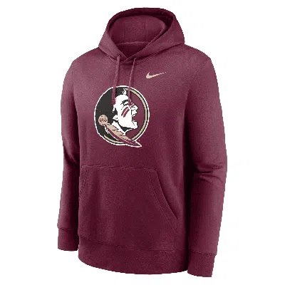 Nike Florida State Seminoles Primetime Evergreen Club Primary Logo  Men's College Pullover Hoodie In Red