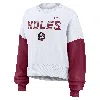 Nike Women's White Florida State Seminoles Color Block Oversized Cropped Pullover Sweatshirt In White