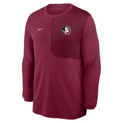 Nike Florida State Sideline Coach  Men's Dri-fit College Long-sleeve Top In Burgundy