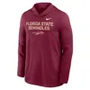 Nike Florida State Sideline  Men's Dri-fit College Long-sleeve Hooded Top In Burgundy