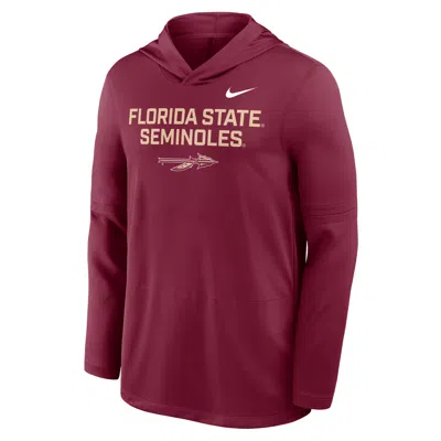 Nike Florida State Sideline  Men's Dri-fit College Long-sleeve Hooded Top In Burgundy