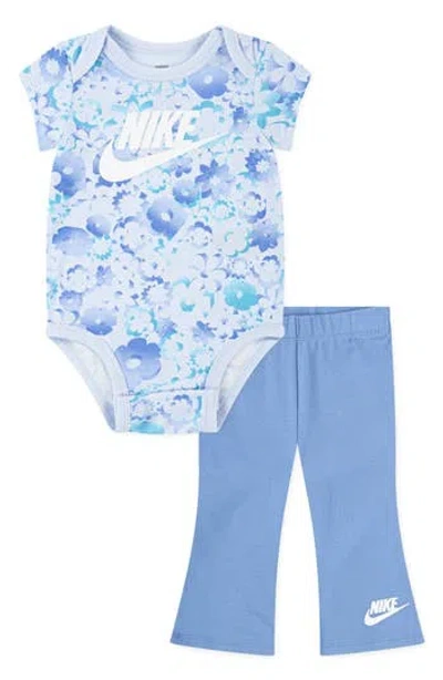 Nike Babies'  Flow Bodysuit & Wide Leg Leggings Set In Blue