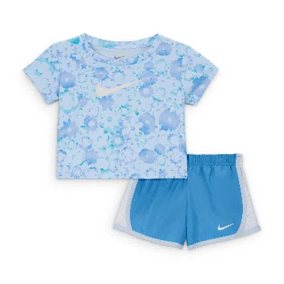 Nike Flow-ral Baby 2-piece Colorblocked Tempo Set In Blue