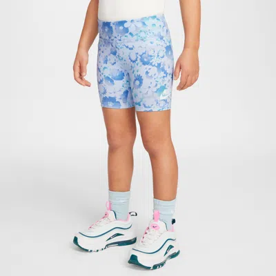 Nike Flow-ral Little Kids' Printed Bike Shorts In Blue