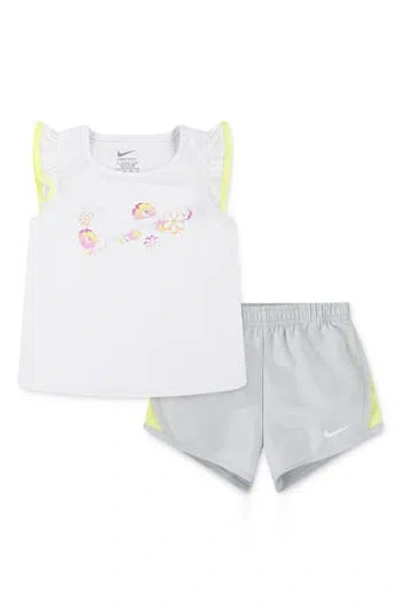 Nike Kids'  Flow-ral Tempo T-shirt & Shorts Set In Gray