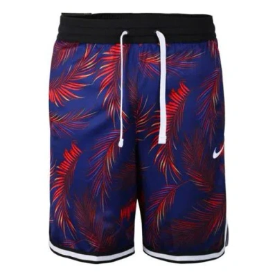 Nike Flowers Logo Printing Drawstring Basketball Shorts Blue In Multi