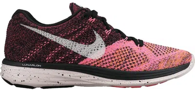 Pre-owned Nike Flyknit Lunar 3 Pink Orange (women's) Sneakers In Black/white/pink Pow In Multi