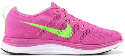 Pre-owned Nike Flyknit Lunar1+ (women's) Sneakers In Club Pink/electric Green/white