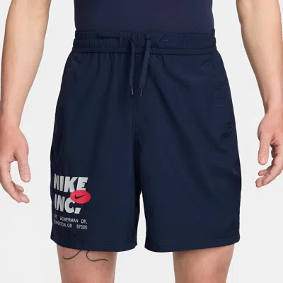 Nike Form Dri-fit 7"" Unlined Fitness Shorts 'navy White' In Blue