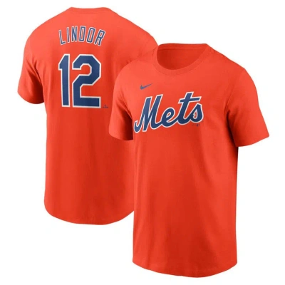 Nike Francisco Lindor New York Mets Fuse  Men's Mlb T-shirt In Orange