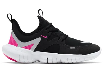 Pre-owned Nike Free Rn 5 Pink Sneakers In Black/metallic Silver