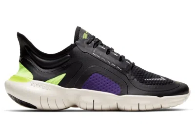 Pre-owned Nike Free Rn 5 Shield (women's) Sneakers In Black/voltage Purple/metallic Silver