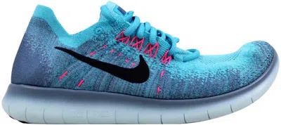 Pre-owned Nike Free Rn Flyknit 2017(women's) Sneakers In Work Blue/dark Obsidian