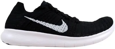 Pre-owned Nike Free Rn Flyknit (women's) Sneakers In Black/white