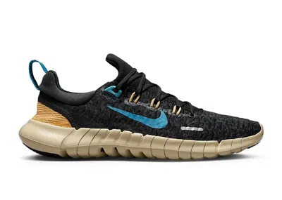 Pre-owned Nike Free Run 5.0 Next Nature Noise Aqua (women's) Sneakers In Black/anthracite/wheat Gold