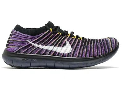 Pre-owned Nike Free Run Motion Flyknit (women's) Sneakers In Black/vivid Purple In Multi