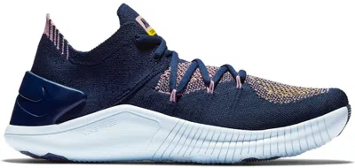 Pre-owned Nike Free Tr Flyknit 3 (women's) Sneakers In College Navy Blue/yellow/pink
