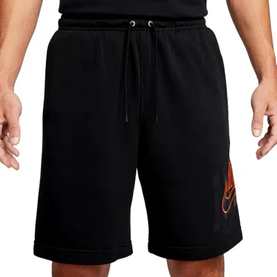 Nike French Terry Shorts Black/orange Fv5136-010 Men's