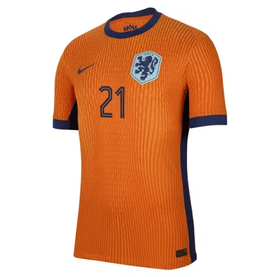 Nike Frenkie De Jong Netherlands National Team 2024 Match Home  Men's Dri-fit Adv Soccer Jersey In Orange