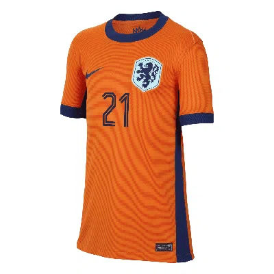 Nike Frenkie De Jong Netherlands National Team 2024 Stadium Home Big Kids'  Dri-fit Soccer Jersey In Orange