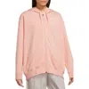 Nike Front Zip Logo Hoodie In Arctic Orange/white