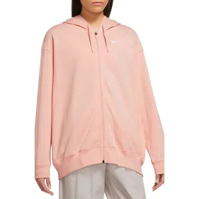 Nike Front Zip Logo Hoodie In Arctic Orange/white