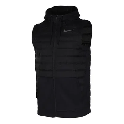 Nike Full-length Zipper Cardigan Training Hooded Vest Jacket Black