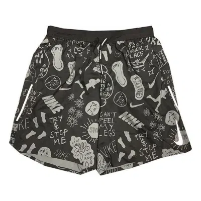 Nike Full Print Pattern Casual Sports Straight Running Shorts Men's Black In Multi