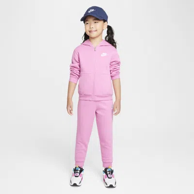 Nike Full-zip Club Set Little Kids 2-piece Hoodie Set In Pink