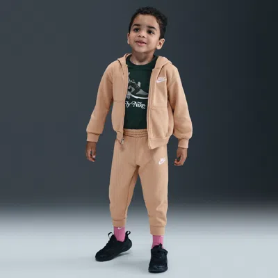 Nike Babies' Full-zip Club Set Toddler 2-piece Hoodie Set In Brown