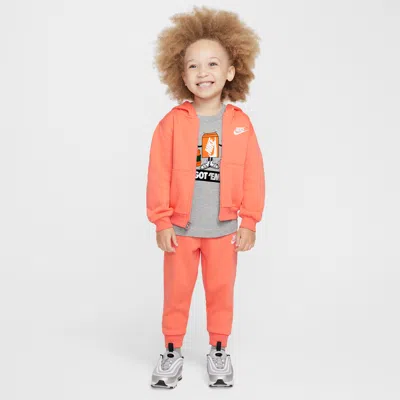 Nike Full-zip Club Set Toddler 2-piece Hoodie Set In Orange