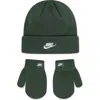 Nike Kids'  Futura Beanie & Gloves Set In Green