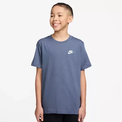 Nike Futura Big Kid Unisex Crew Neck Short Sleeve Regular Fit Graphic T-shirt In Blue
