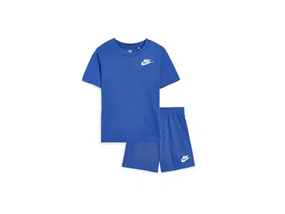 Nike Futura Club Shorts Set (little Kid) Boy's Shorts Game Royal: 4 Little Kid One Size In Blue