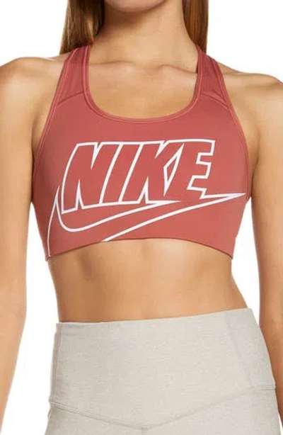 Nike Futura Dri-fit Sports Bra In Canyon Rust/ White