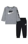 Nike Babies'  Futura Long Sleeve Tee & Joggers Set In Black/grey