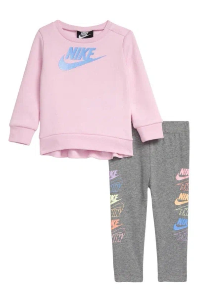 Nike Babies' Futura Stack Sweatshirt & Leggings Set In Carbon Heather