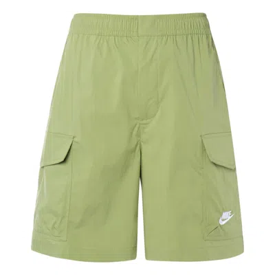 Nike Fw22 Solid Color Logo Embroidered Cargo Shorts Green