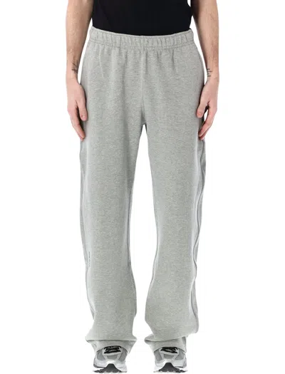 Nike Fw26 Pleated-hem Fleece Pants With Reflective Trim In Gray